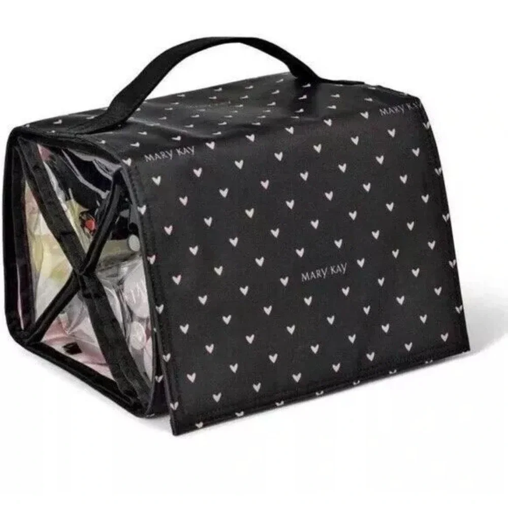 Mary Kay Travel Roll Up Bag Organizer Only (UNFILLED) Black w/Pink Hearts NEW
